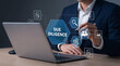 © CreativeFrame - Business Executive Performing Due Diligence Financial Assessment
