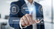 © DA_STOCK - Assessment Engine digital interface, businessman touching virtual feedback loop screen, corporate performance evaluation and data analysis system