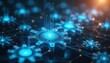 © Viktor - Futuristic digital gears connect in network. Glowing blue UI elements pulse with data streams. AI automation workflow concept, abstract technology background.