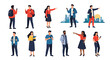© John - Diverse group of people in different outfits and poses standing isolated on white background for lifestyle and business design.