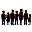© elsa - Diverse Children Silhouette Group Holding Hands, White Background