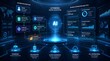 © ROSIANA - Futuristic AI-Powered Interface Displaying Data Analytics and Information in Blue.