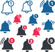 © Mst Rozina Pervin - Notification Bell Icons: Collection of varied notification bell icons, showcasing the different ways alerts can be displayed, featuring different number indicators and states.