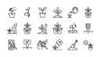 © MD - Plant growing line icon set with seedling agriculture and soil testing symbols vector