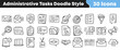 © Vectoravec - Set of hand drawn doodle icons representing various administrative office tasks