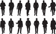 © Masud - Silhouettes of Casual People in a Row. man silhouette vector