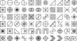 © Kanon Islam - Set of minimalist geometric line icons featuring abstract shapes circles squares and mathematical symbols for modern digital graphic design projects vector illustration
