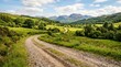 © MheeP - Scenic off road trip route on a dirt road through rolling hills and countryside.