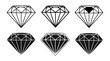 © mdfoysol - Diamond gemstone icons set in outline and filled styles with line art, gemstone