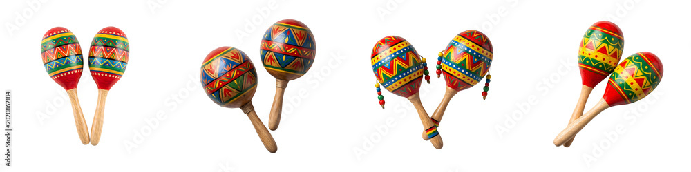 Foto Colorful Set of Four Pairs of Traditional Mexican Maracas Isolated ...