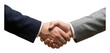 © Illustration - Businessmen in navy and grey suits shaking hands to seal a partnership isolated transparent background image