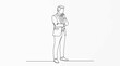 © ahmad - A minimalist line drawing of a thoughtful businessman standing with his arms crossed against a plain white background.