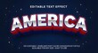 © Soton Mia - America 3d editable text effect, patriotic red white and blue typography design for independence day or national holiday celebration