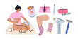 © luamor - Collection of female body care elements, hair removal and epilation methods including shaving, waxing and laser treatment. Vector beauty illustrations