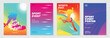 © TWINS DESIGN STUDIO - Running charity 5K event poster vector set. Colorful fun run marathon flyer templates with athlete illustration, race track, sport typography and fitness design for banner, invitation and promotion.