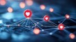 © MAY - security risk cybersecurity Futuristic network connections with red warning signals, indicating breaches in cybersecurity systems.