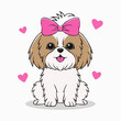 © arnetaamincint - Cute Shih Tzu Dog with Pink Bow and Hearts