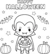 © raed - Cute Vampire Coloring Page for Kids Happy Halloween Vector Art