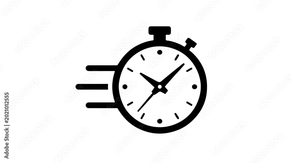 Stopwatch Speed Vector Illustration | Black and White Timer Icon with ...
