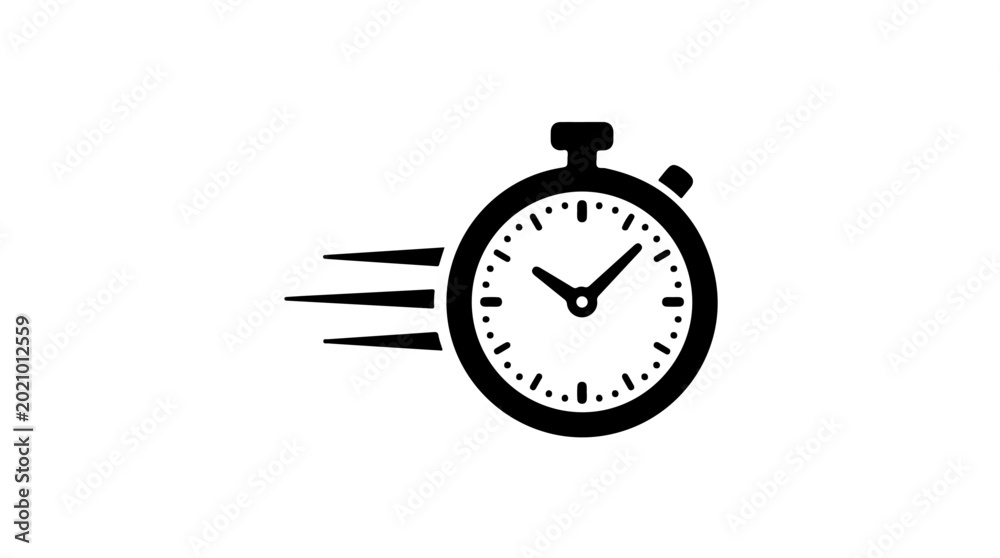 Stopwatch Speed Vector Illustration | Black and White Timer Icon with ...
