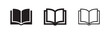 © liubomir118809 - Open book icons in silhouette, outline, and filled outline styles