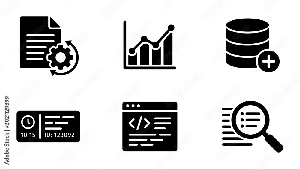 Data Analysis Icons Set, Business Analytics and Database Management ...