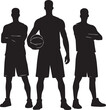 © md hosen ali - Basketball Team Trio Silhouette, Athletes Standing Together Group Vector