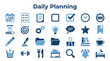 © Iconique Studio - Daily Planning Icons Set Representing Productivity Organization Tasks Time Management and Goal Achievement in Business and Personal Life
