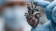 © Vladislav - Steampunk Mechanical Heart with Ruby Red Core Held by Gloved Hand