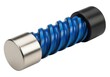 © Ai Images Stock - A close-up view of a blue and black spring mechanism with a silver rod.