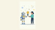 © Afsana_Barika - A friendly robot gives a glowing lightbulb idea to a woman.
