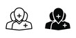 © MSTSALEHA - Silhouette icons of medical professionals with plus signs