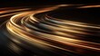 © Flower images - 光の軌跡が曲線を描いている抽象的なイメージ。未来的なデザインやテクノロジー関連の背景素材に最適なビジュアル。