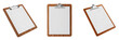 © Dangti - Wooden clipboard with blank white paper premium PNG stock photo, realistic office board note pad mockup template isolated on white transparent background