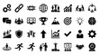 © Thamseer - Business success icons set with people teamwork target shield trophy