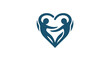 © Allies - Heart shaped icon of two people embracing in love and care with blue color on white background
