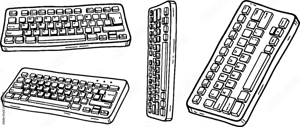 Computer keyboard keys layout digital blueprint illustration Stock ...