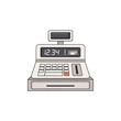 © Muhtarom - A detailed illustration of a cash register with a digital display showing a price and buttons