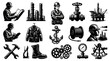 © 21graphic - Oil and Gas Industry Icons: Workers, Equipment, and Offshore Platform - Vector Art