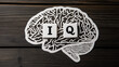 © Herma - Brain Silhouette with IQ Text on Wooden Background – Intelligence Quotient, Mind Power and Intellectual Achievement Concept