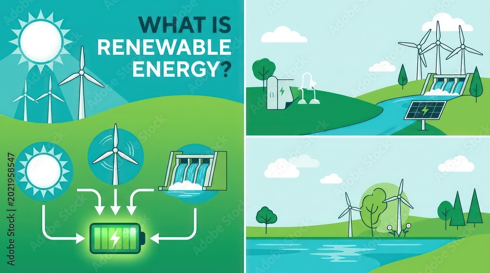 Infographic Illustrating Renewable Energy Sources and Natural ...