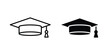 © Bell - Graduation hat icon. Doodle Icon in Minimal Line Art Style