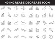 © Top - Increase and Decrease icon set. Business growth and fall graph symbol. Outline icon with Editable stroke. Vector illustration