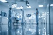 © Generative AI - Blurred operating room scene with medical professionals preparing for surgery, showcasing advanced hospital equipment and sterile environment.