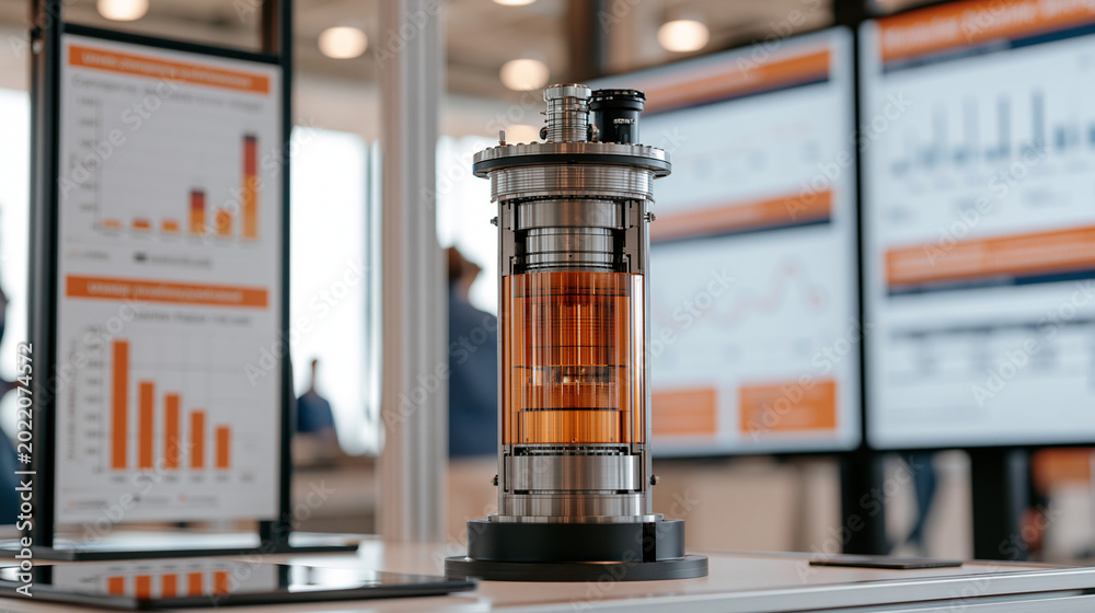 Sectioned Display Small modular reactor symbolic still life display at a nuclear energy ...