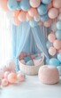 © ImagineWorld - Cozy Indoor Play Space Decorated with Soft Pink and Blue Balloons for Children