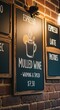 © Wollf - Chalkboard menu highlighting spiced mulled wine and pastries