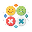 © kevin - Customer Feedback Icons: Happy, Sad, Cross, Check