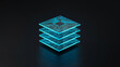 © AucArtStudio - Microchip circuit technology layers glowing data processor motherboard neon cyber security.Quantum computing innovation. futuristic semiconductor chips, motherboard processor circuit, light