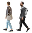 © kite_rin - young woman and man walking full length portrait isolated transparent PNG, student girl and men full body photo with transparent background precisely cut out with clipping path.